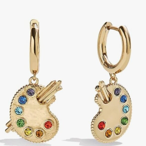 BaubleBar Artist Essentials Paint Palette Earrings Set Gold Enamel NWT - Picture 2 of 5